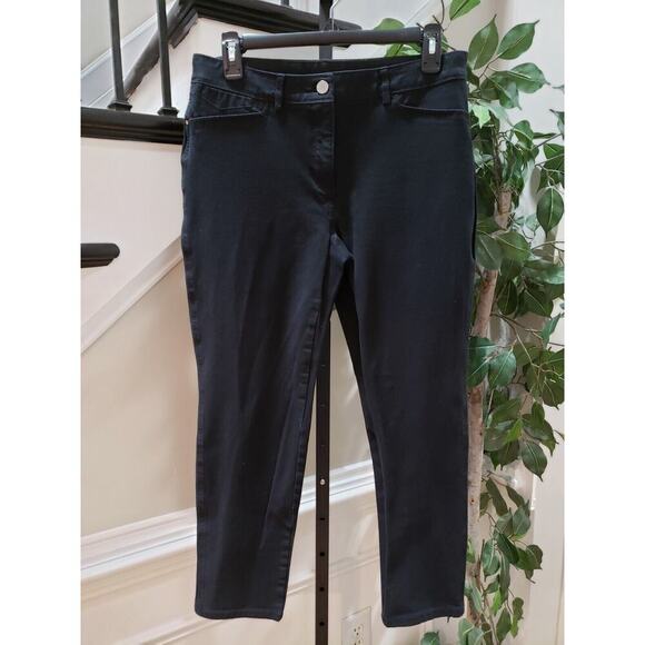 Chico's So Slimming Pants Women's Black Cotton Pockets Flat Front Skinny Leg M - Picture 10 of 11